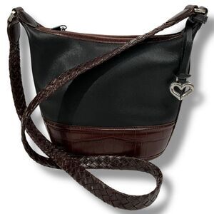 Brighton Leather Braided Strap Crossbody Bag Purse